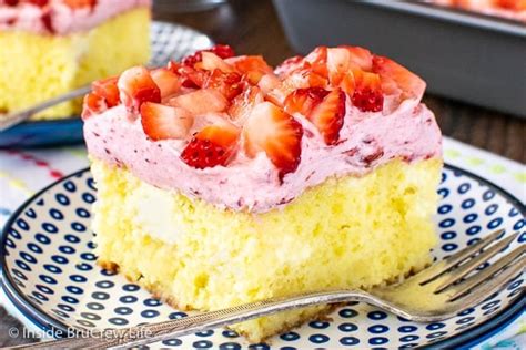 Lemon Strawberry Poke Cake Recipe Inside BruCrew Life