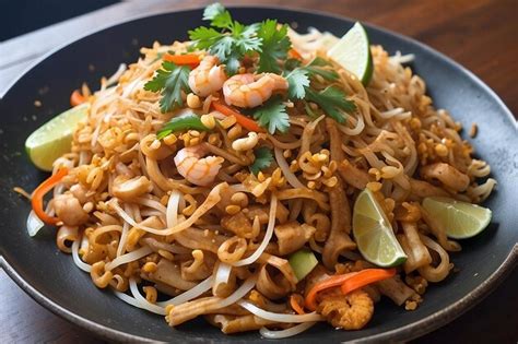 Authentic Thai Street Food Pad Thai In Bangkok Wok Premium Ai
