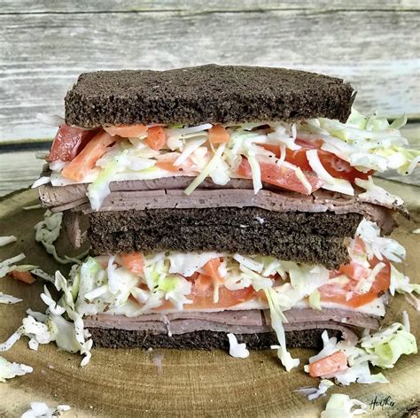 Roast Beef And Provolone On Pumpernickel With Simple Slaw Heather Mangieri Nutrition