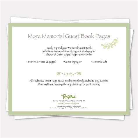 More Memorial Guest Book Pages - Tessera Publishing