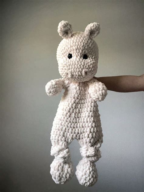 Extra Large Hippo Snuggler Extra Large Hippo Lovey Crochet Hippo White