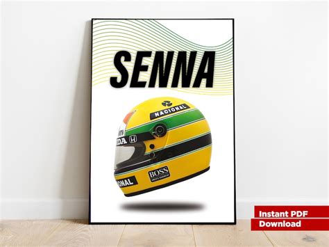 Ayrton Senna Helmet Poster Racing Poster Digital Print Etsy