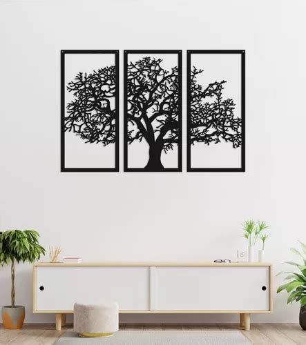 Cuadro Triptico Arbol De La Vida Calado En Madera 160x90 Cm En Venta En