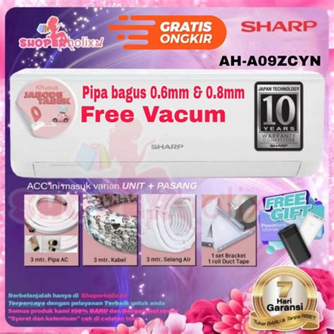 Jual AC SHARP 1 PK AH A09UCY INSTALASI PEMASANGAN TURBO COOL R32