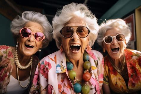 Premium Ai Image Selfie Photography Of A Group Of Old Women Having Fun