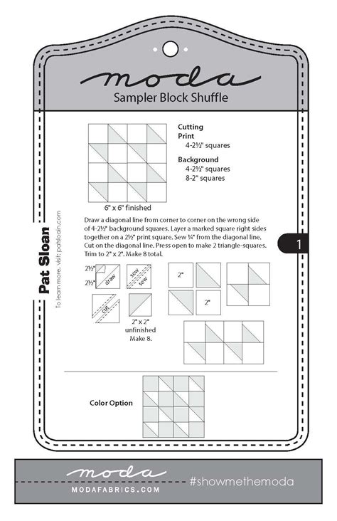 Moda Sampler Block Shuffle Block 1 By Pat Sloan Quilt Block