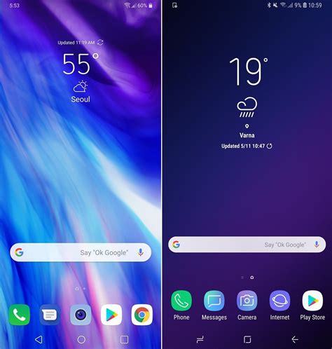 Lg G7 Thinq Vs Samsung Galaxy S9 Visual Interface Comparison Phonearena