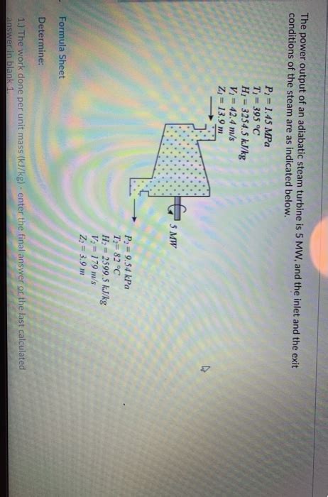 Solved The Power Output Of An Adiabatic Steam Turbine Is Chegg