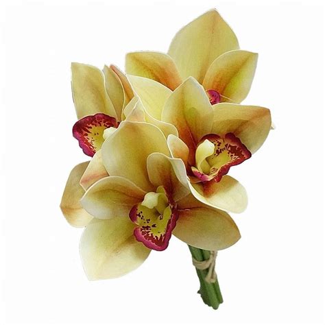 Artificial Pcs Cymbidium Or Boat Orchid Flower Bouquet For Home Decor