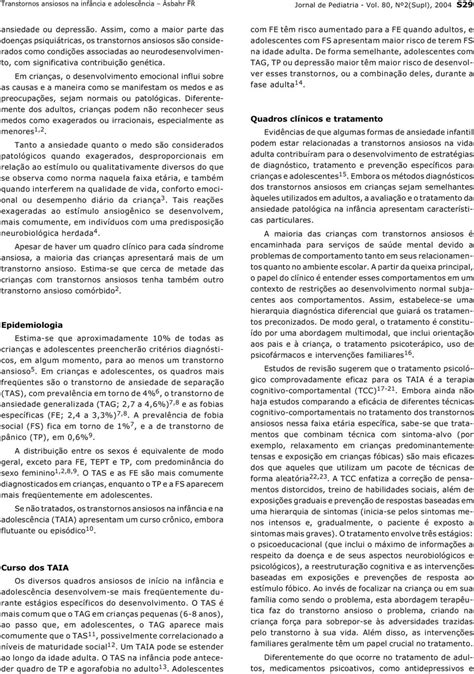 Transtornos ansiosos na infância e adolescência aspectos clínicos e