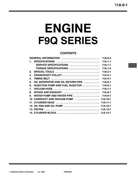 PDF ENGINE Workshop Manual F9Q E W Mitsubishi Motors Kiev Ua Manuals