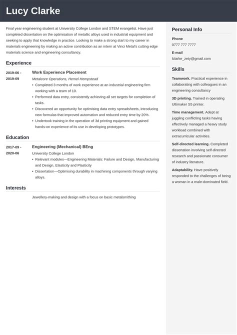 Internship Cv Sample And How To Write 10 Templates