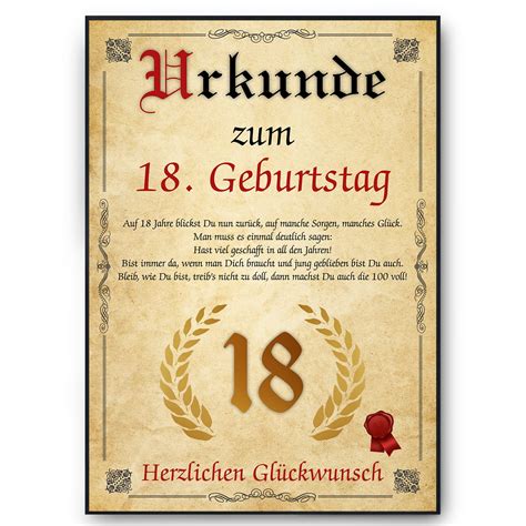 Tigerlino Urkunde Zum 18 Geburtstag Geschenk Jahrgang 2005