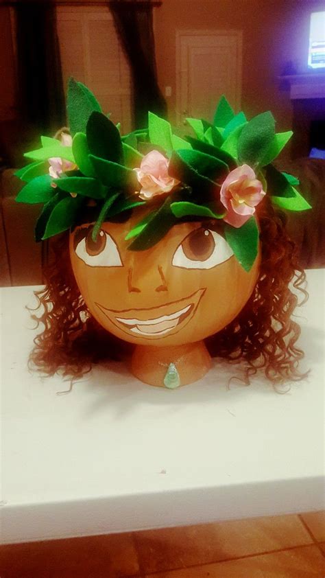 Moana painted pumpkin | Pumpkin halloween decorations, Creative pumpkin ...