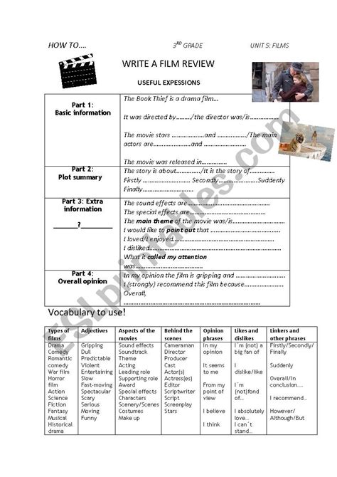 How To Write A Film Review Esl Worksheet By Sophizuni