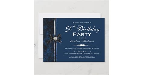 Navy Blue 50th Birthday Party Invitation Zazzle