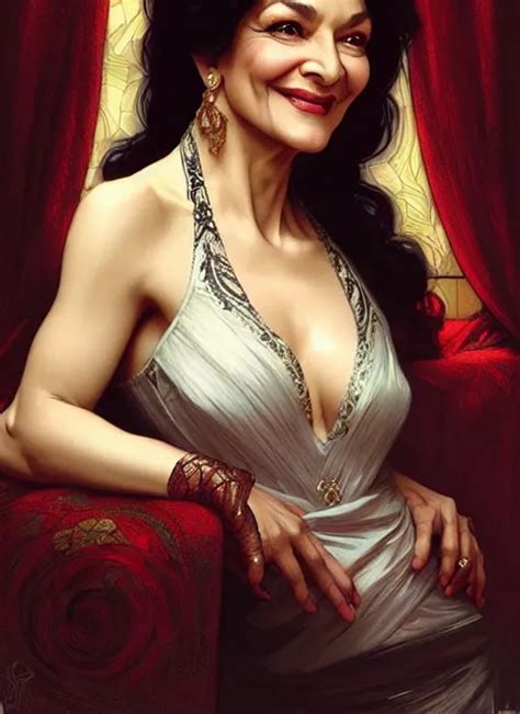 Shohreh Aghdashloo As Femme Fatale Smiling And Stable Diffusion