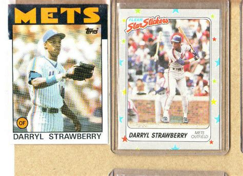 Darryl Strawberry Card Lot Topps Fleer Sticker Insert Mets