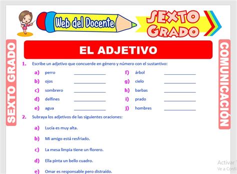 Ejercicios Del Artículo Para Sexto Grado De Primaria Web Del Docente