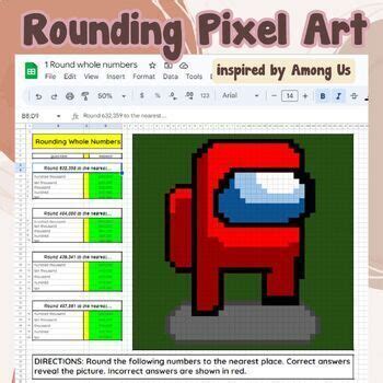 Rounding Pixel Art Among Us Inspired No Prep By Edukayting Elem