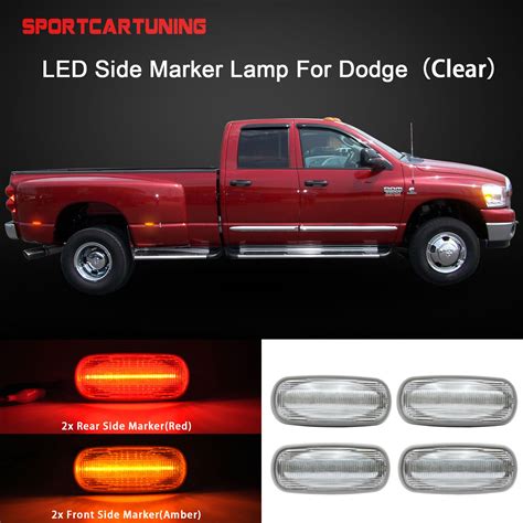 4x Amber Red LED Fender Side Marker Lights For 03 09 Dodge Ram 2500