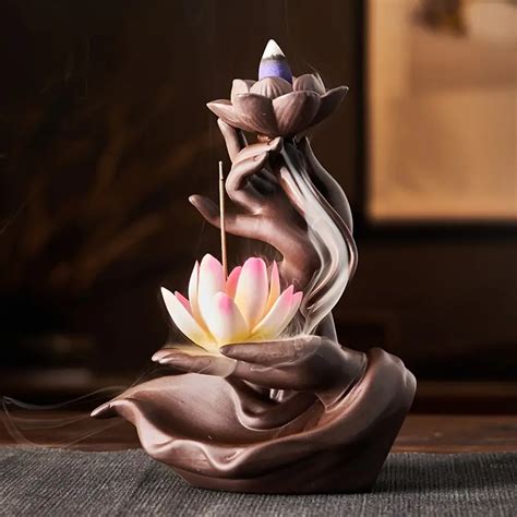 Lotus Waterfall Incense Burner Chinese Purple Clay Ceramic Temu