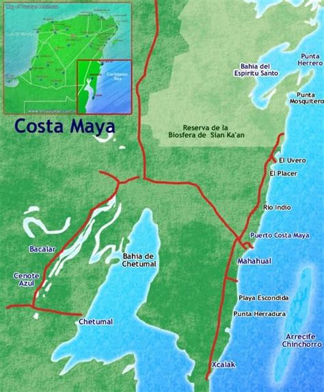 Costa Maya Map - Mahahual (Majahual), Chetumal to Felipe ... Costa Maya ...