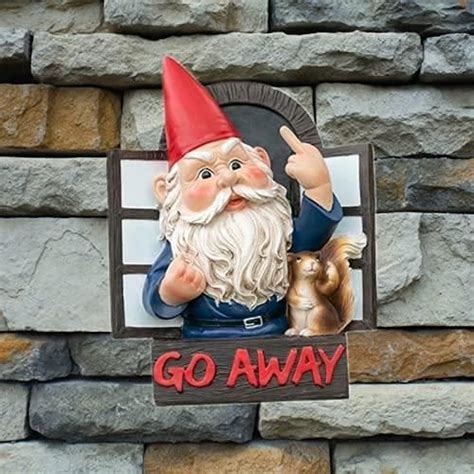 Jardin Gnomes Figurine Go Away Statue De Jardin En Résine Statue De