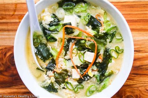 Miso Soup With Tofu Wakame Seaweed Rice And Egg Jeanettes Healthy