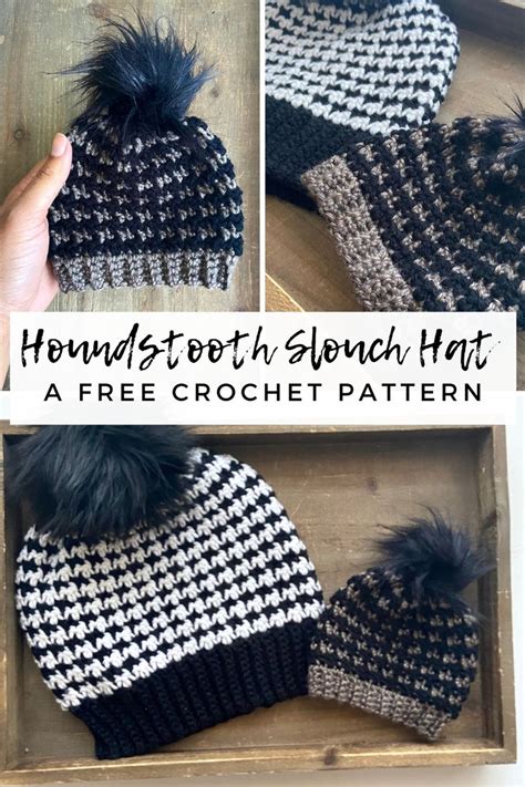 How To Crochet A Houndstooth Beanie Crochet Hats Free Pattern