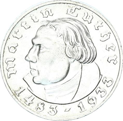 Drittes Reich 2 Reichsmark 1933 A Martin Luther Silber vz vz Jäger 3