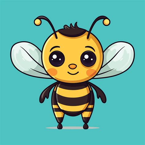 Cute Adorable Bee Clipart Blue Background Vector Art At Vecteezy