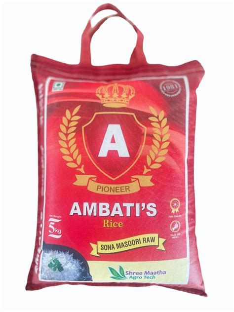 Ambati S Pioneer Sona Masoori Raw Rice Packaging Type PP Bag