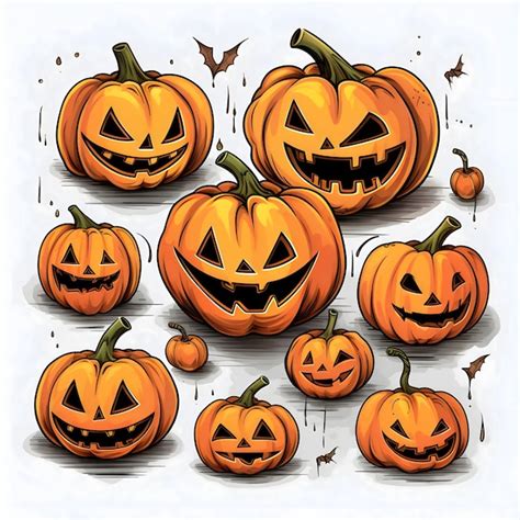 Premium Vector Many Halloween Pumpkins Jackolanterns As Abstract