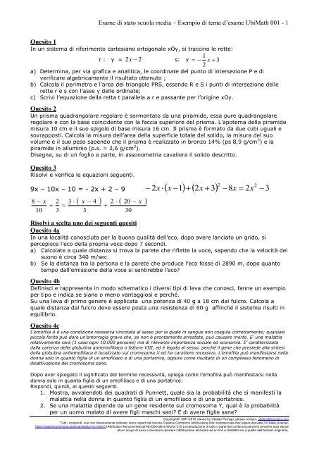 Prova Di Matematica Esame Terza Media Terza Media 2019 Simulazioni E