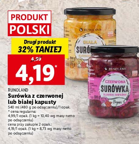 Surówka z czerwonej kapusty Runoland cena promocje opinie sklep