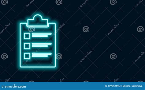 Glowing Neon Line Clipboard With Checklist Icon Isolated On Black