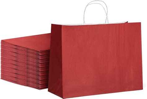 Amazon Gssusa X X Red Kraft Paper Bags With Handles Gift Bags