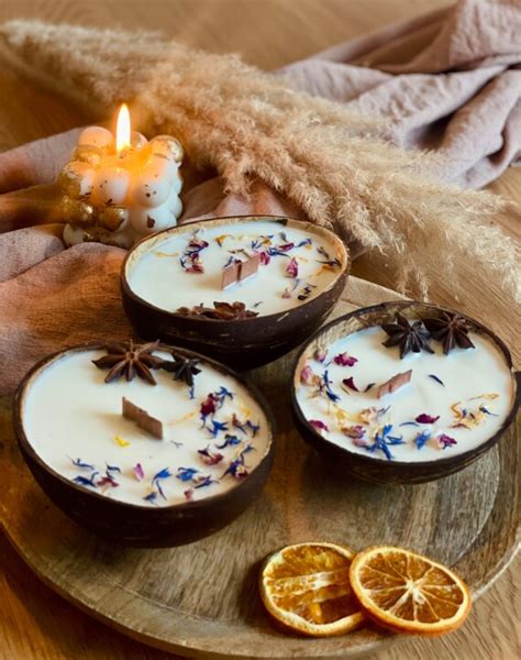 SCENTED CANDLE COCONUT In Coconut Shell With Wooden Wick Made Etsy