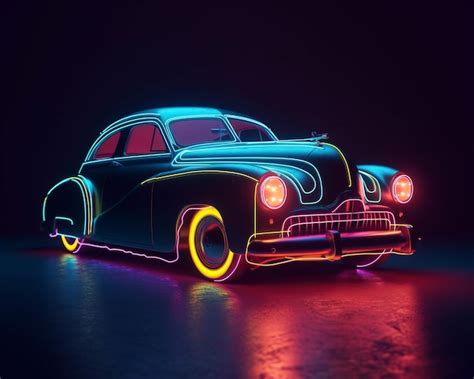 Premium AI Image | A neon car with neon lights on it