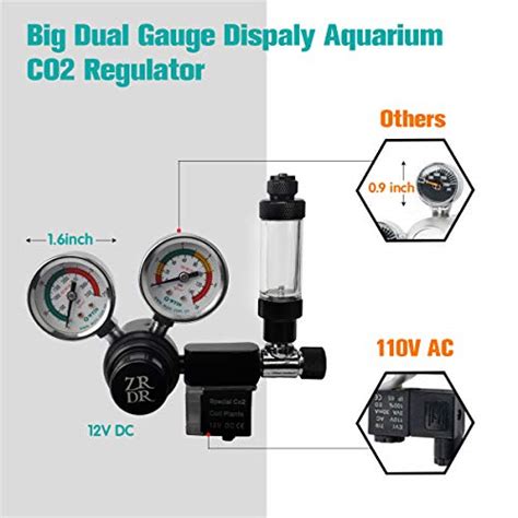 ZRDR CO2 Regulator Aquarium 12V DC CO2 Solenoid Pressure Regulator With