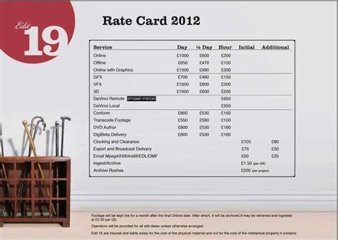 rate card template word creative inspirational template examples