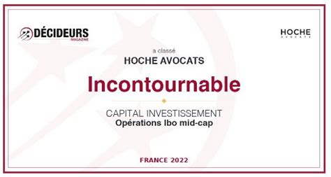 Hoche Avocats figure au classement Décideurs 2022 des meilleurs avocats