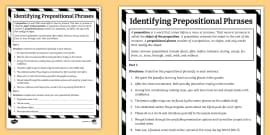 Identifying Types Of Phrases Activity For Th Th Grade