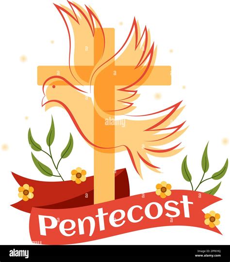 Pentecost Sunday Illustration With Flame And Holy Spirit Dove In