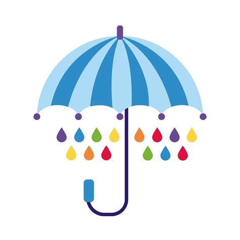 Umbrella With Rainbow Raindrops Flat Style Icon 1889383 Vector Art At Vecteezy