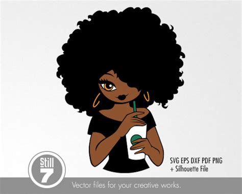 Black Woman Svg Coffee Girl Svg Svg Cutting File Eps Dxf Etsy