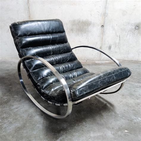 Vintage Leather Rocking Chair 1970s 124889