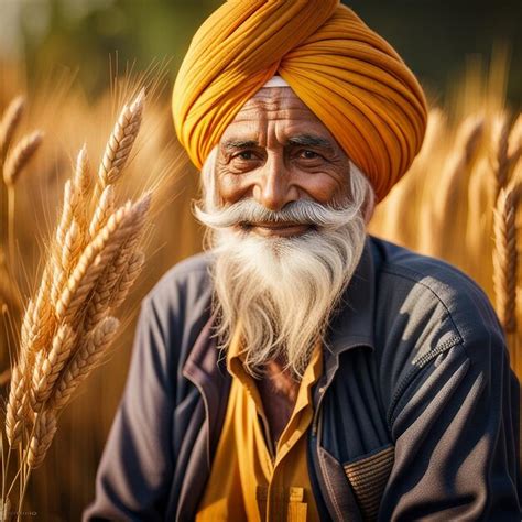 Premium AI Image | A Indian Punjabi old man farmer with wheat