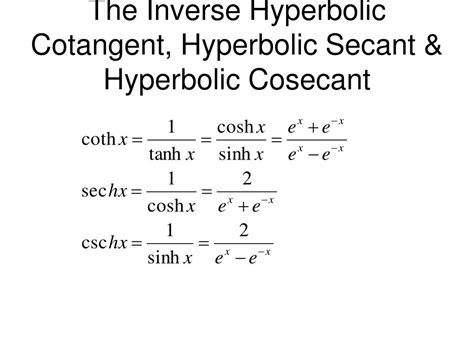 Ppt Hyperbolic Functions Powerpoint Presentation Free Download Id